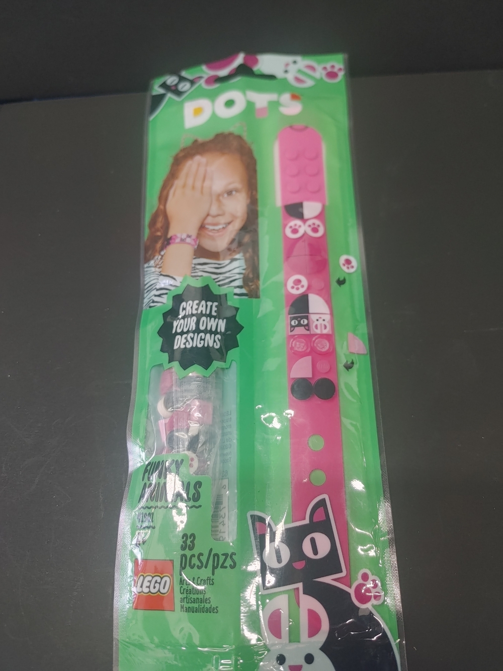Lego DOTS Pink Kids Bracelet Craft Kit with Decorative Tiles